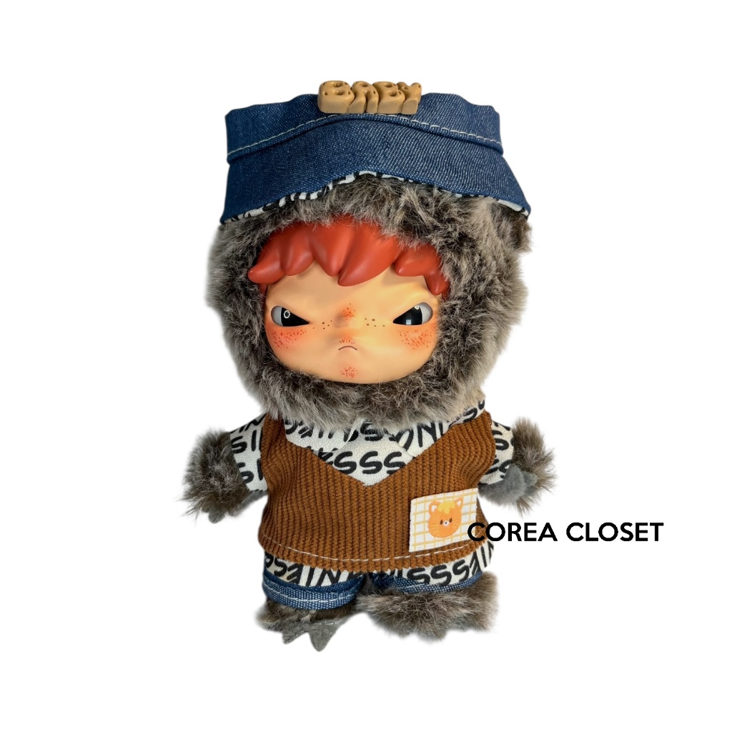 READY STOCK Baju Boneka hirono Labubu macaron 17cm doll clothes - baju set fashion hip hop letter ke