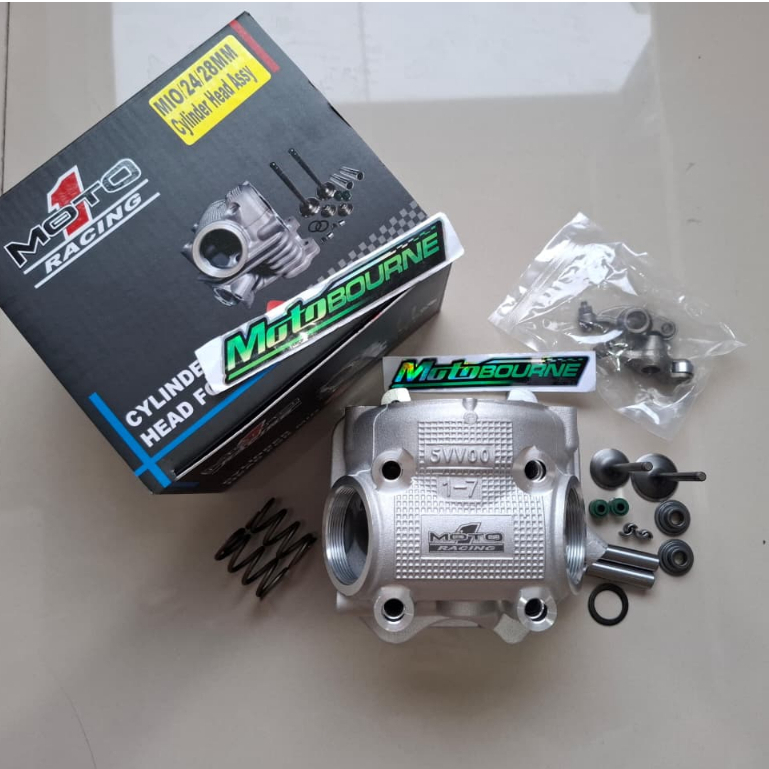BLOK HEAD MOTO 1 CYLINDER HEAD MIO KARBU 2V (28-24) + KLEP +RETAINER MOTO1 RACING