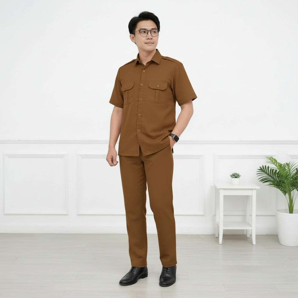 SLINDAFAR |  SERAGAM KHAKI PRIA SETELAN ATAS DAN BAWAH SERAGAM UNTUK ASN