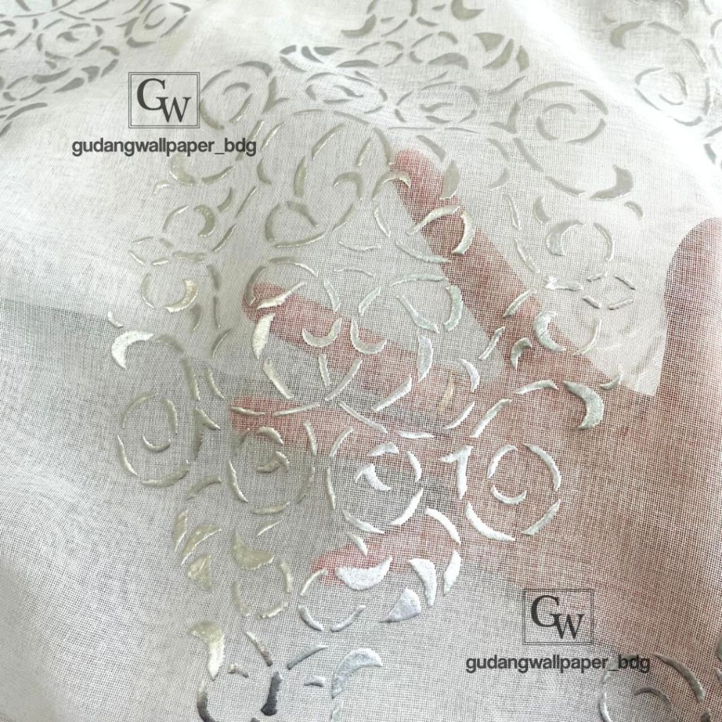 Kain Vitrase Gorden Premium Amora Klasik Bordir Turkey Motif Sulur Warna Putih