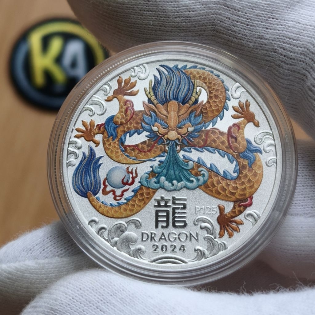 Koin Perak Murni Fine Silver 1 Oz Perth Mint Australia 999 Lunar Dragon