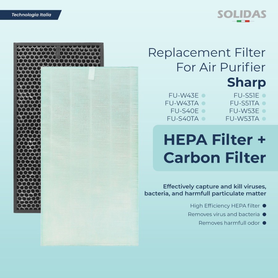 Hepa Filter Air Purifier Sharp FZ-S51SFE/FU-S51E/FU-S51TA/FU-W53E/FU-W53TA/FU-W43EFU-W43TA/FU-S40E/F