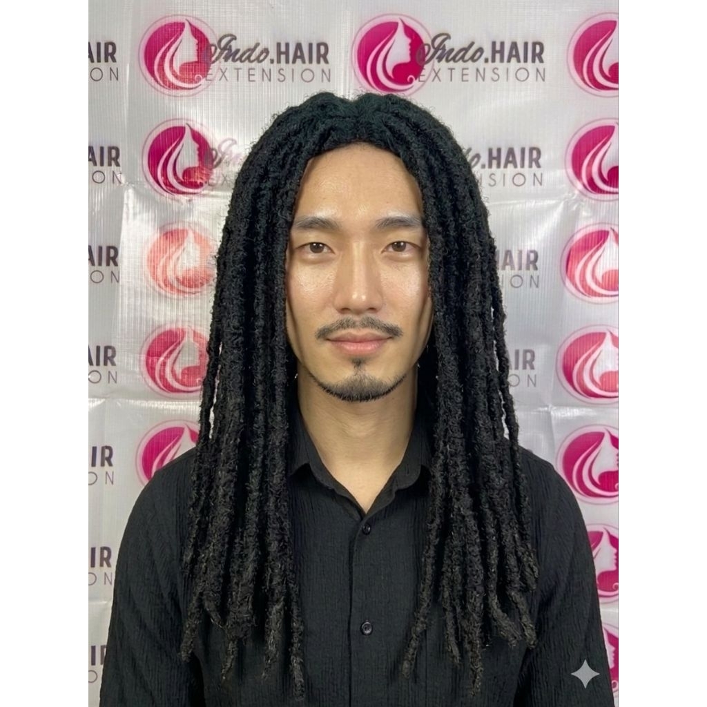 INDOHAIR WIG PRIA RAMBUT GIMBAL PANJANG BESAR WARNA HITAM Kode Gimbal manggar besar