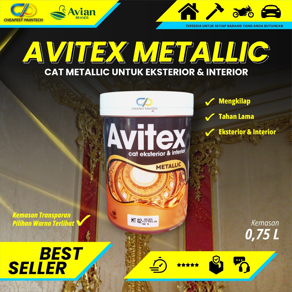 Cat Emas Cat Metaliq Cat Avitex Metalic 750cc campuran air