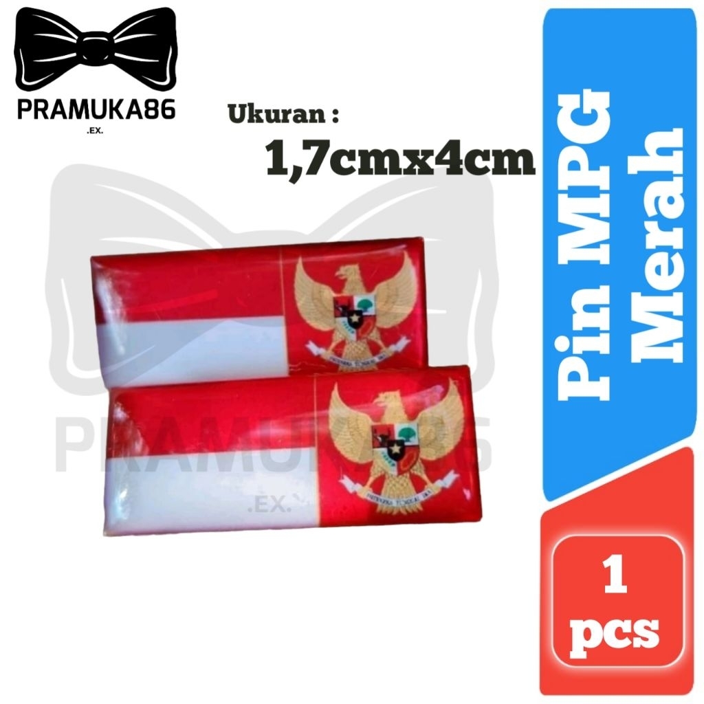 Pin Mpg MERAH Lapis Resin / Pin Aksesoris Merah Putih Garuda Dasar Merah / Pin Paskibra / Pin Bros M