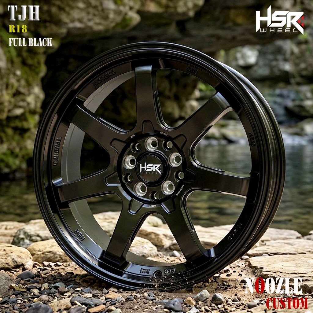Velg Mobil Palang 6 Lubang 5 Warna Black Glossy R18 Pelek Mobil Ring 18 TMerek HSR