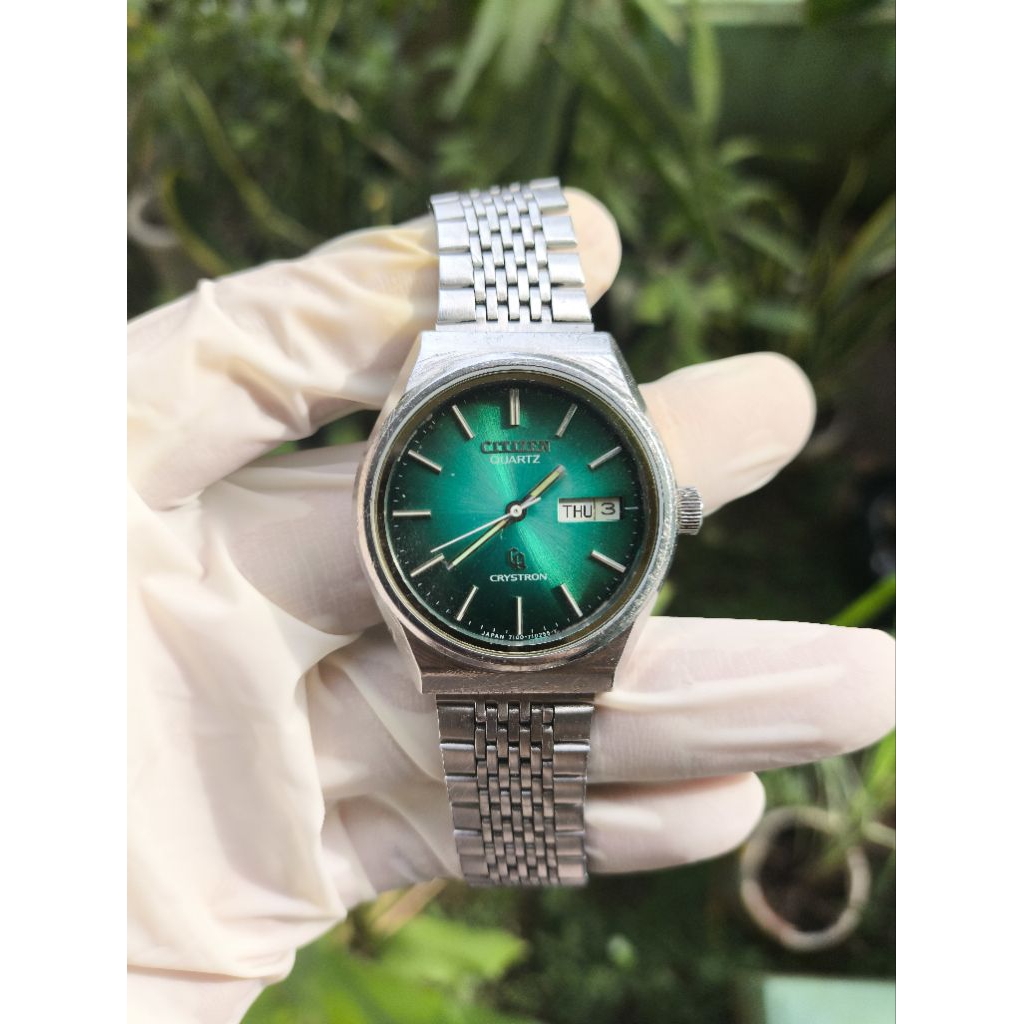 (Harga Net) Jam Tangan Citizen Crystron 4.730011 TA Original Vintage Rare Dial Sunburst Mesin Normal