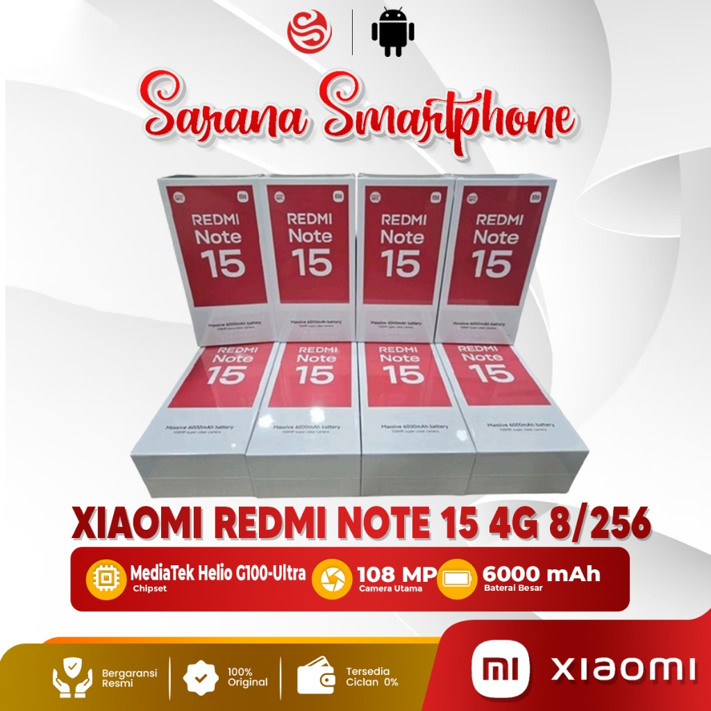 Xiaomi Redmi Note 15 4G Smartphone Original AMOLED 120Hz 6000mAh NFC Original Garansi Resmi