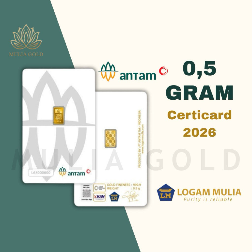 LOGAM MULIA ANTAM 0,5 GRAM CERTICARD/LM ANTAM/EMAS BATANGAN
