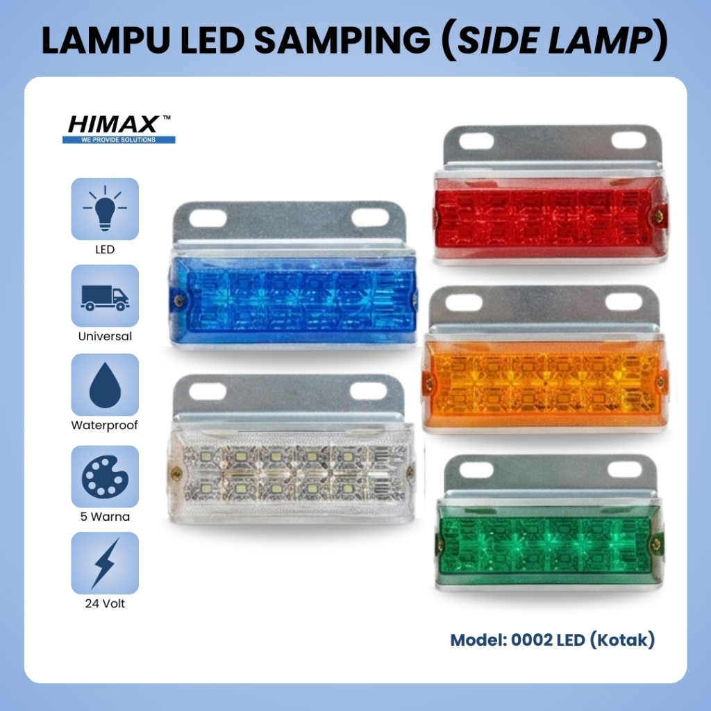 Lampu Samping LED Kotak 24V-Variasi Bak Box Bus Truk Universal