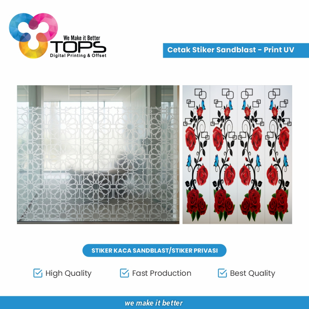 Cetak Stiker Sandblast Meteran - Print UV Stiker Kaca Sandblast / Stiker Privasi