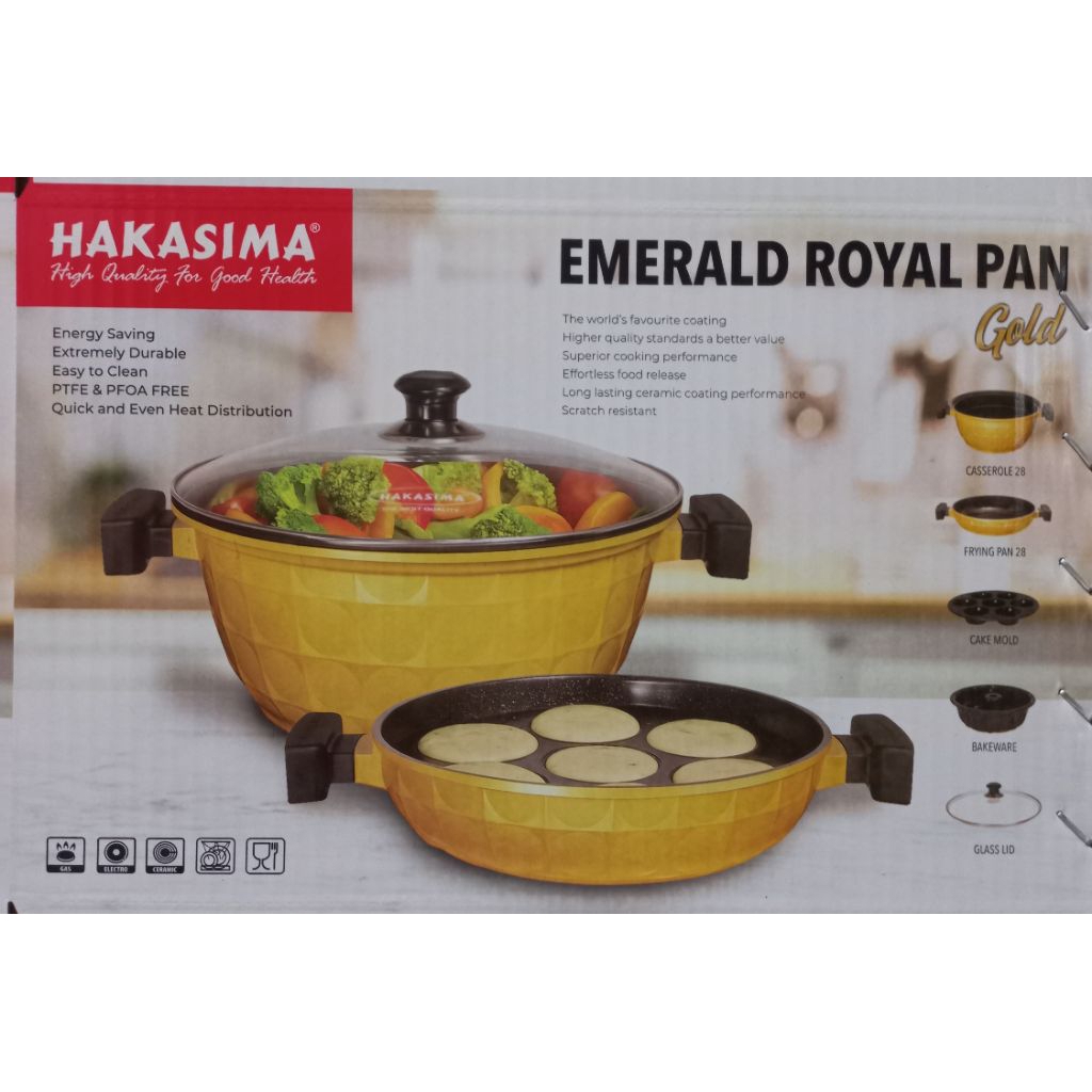 [LOW PRICE] HAKASIMA ROYAL PAN GOLD PROMO SALE PANCI SET SERBAGUNA WAJAN PENGGORENGAN PEMANGGANG MUR