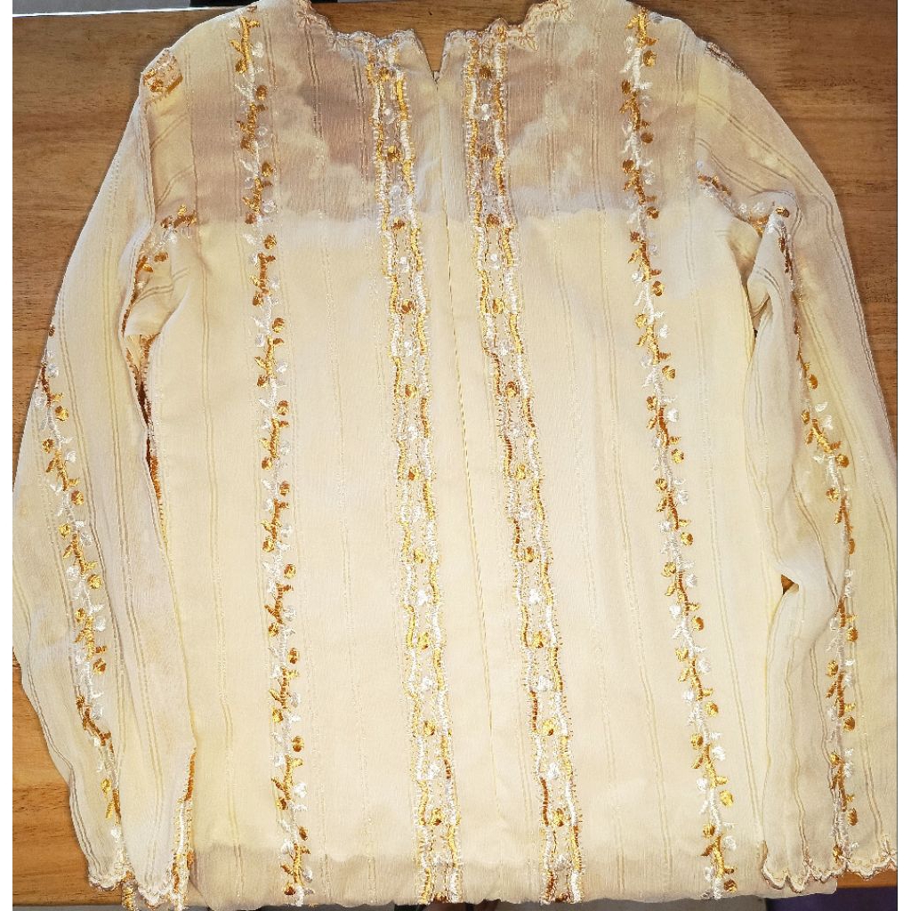 Kebaya Panjang Warna Cream/ Coklat Muda