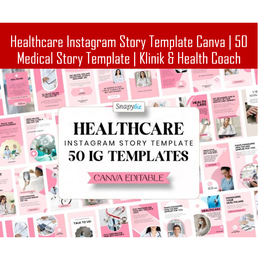 Healthcare Instagram Story Template Canva | 50 Medical Story Template | Klinik & Health Coach
