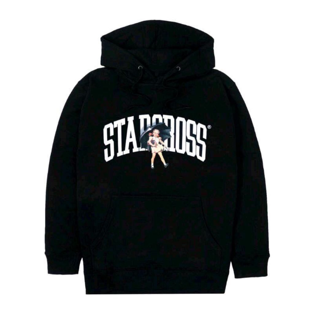 hoodie sweater hitam starcross bahan lembut atasan pria wanita