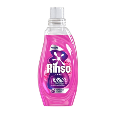 DETERJEN CAIR RINSO QUICK WASH TANPA KUCEK 650 GR BOTOL DETERGENT