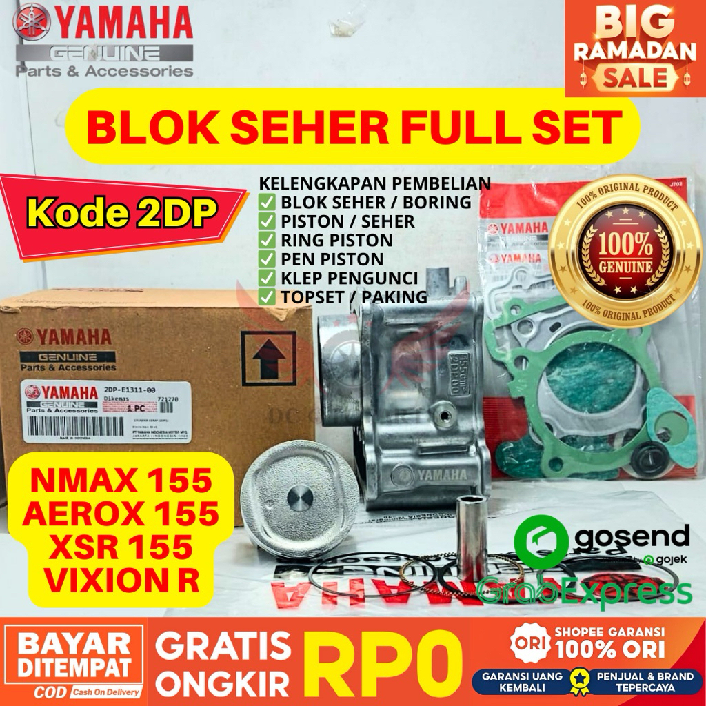 2DP BLOK SEHER FULL SET NMAX 155 ORIGINAL YAMAHA GENUINE PARTS, PAKET BLOK SEHER AEROX 155, BLOK SEH