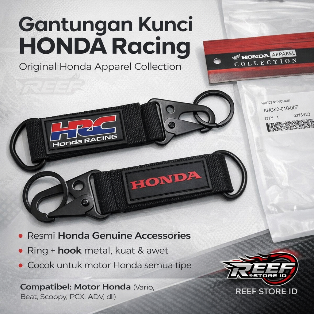 Gantungan Kunci Honda Racing HRC Original Honda Apparel Keychain Honda Genuine Accessories Motor Hon