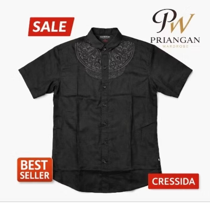 Kemeja Muslim Pria Cressida Original Slim Fit Lengan Pendek Baju Koko Modern Muslim Wear Elegan
