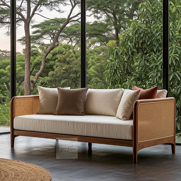 Sofa kulit asli rangka kayu jati mewah