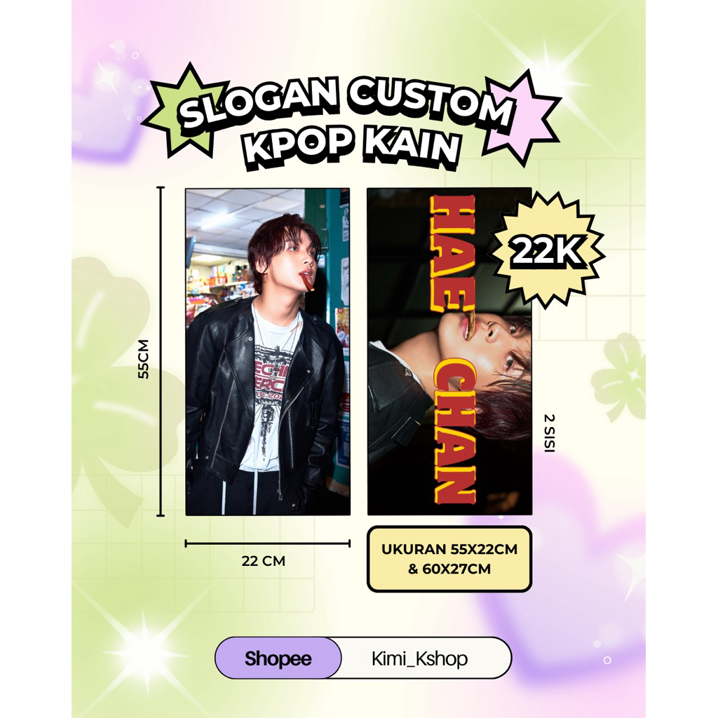 SLOGAN CUSTOM KPOP KAIN BTS NCT EXO SEVENTEEN BAND FABRIC BANNER