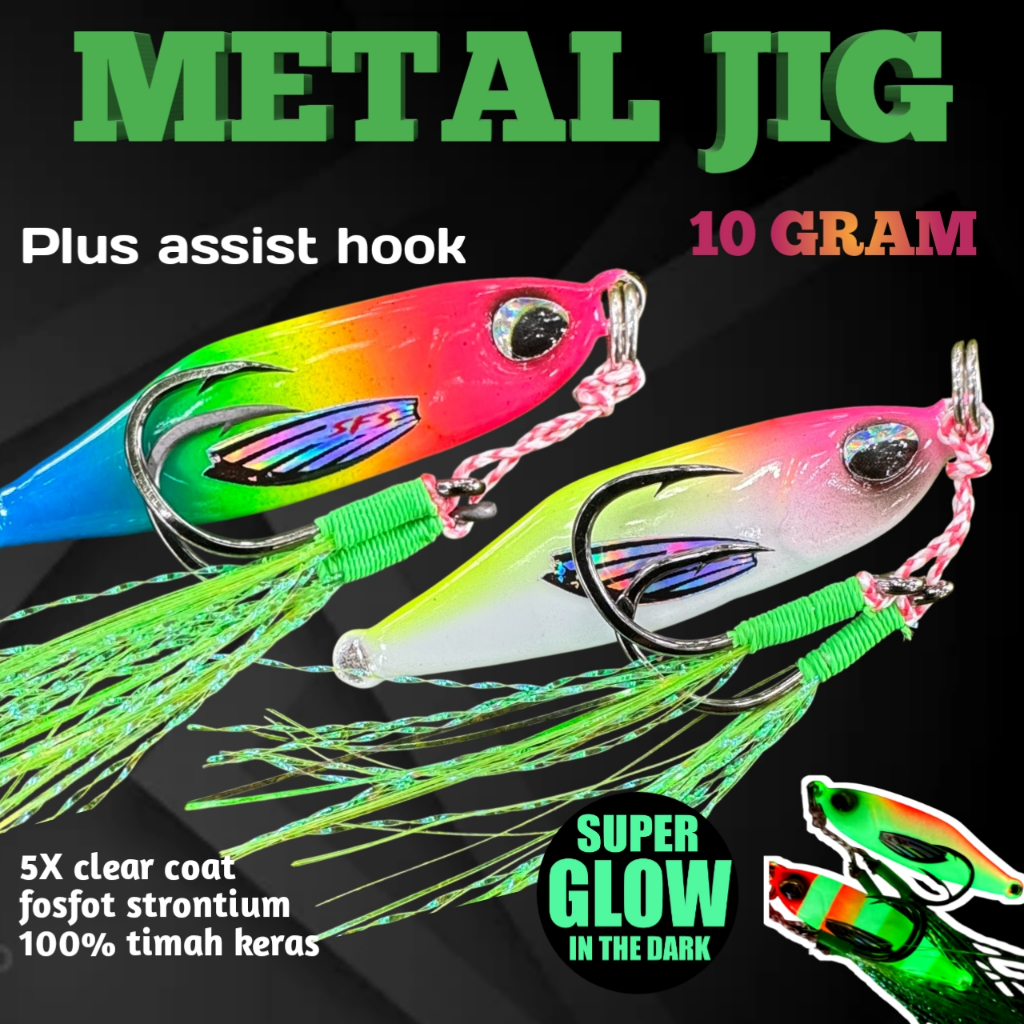 Umpan pancing micro jig 10 gram Metal jig pluss Assist hook tetra full gid 10 gram TFGC10GR