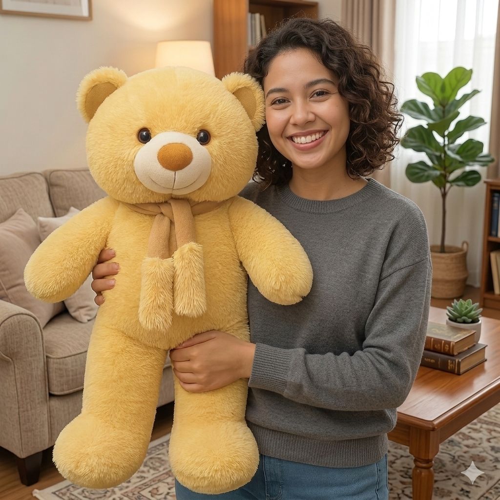 Boneka teddybear +syal 65cm