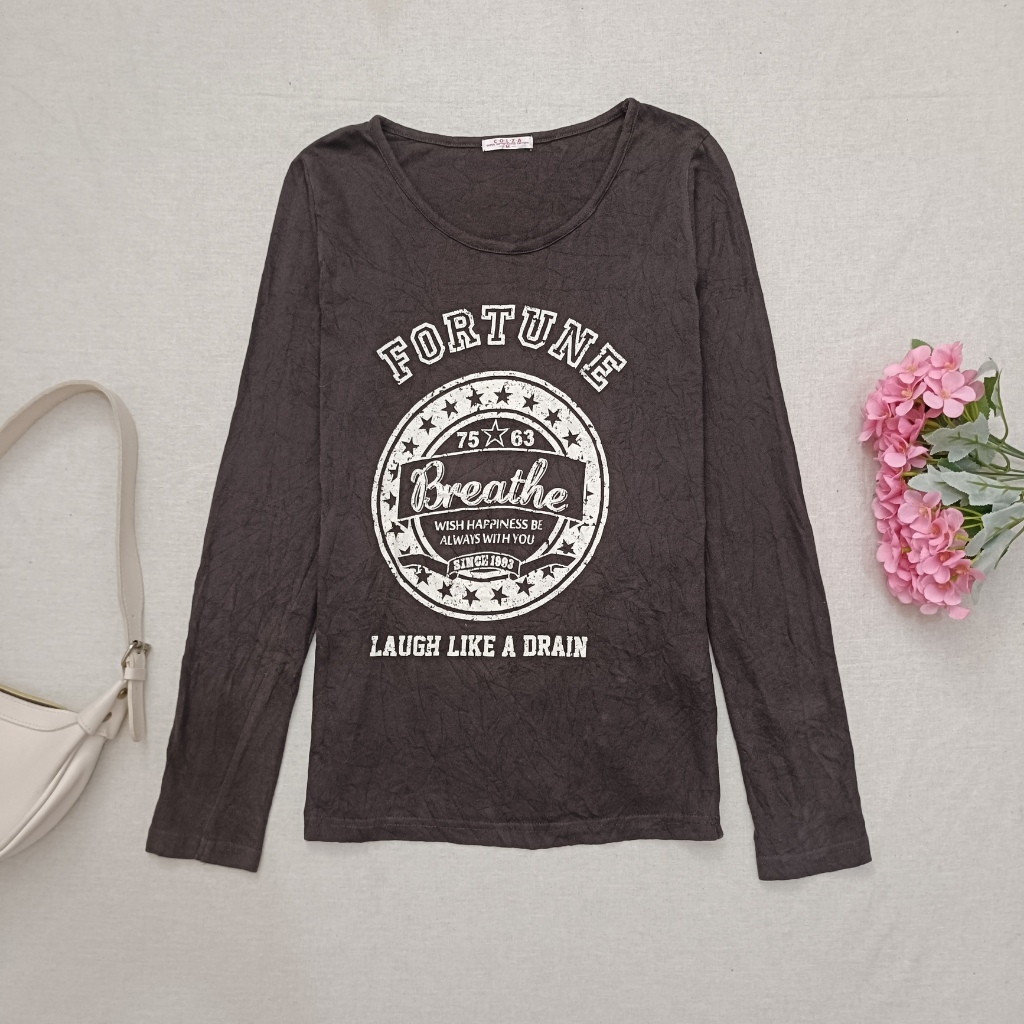 COLZA Fortune Graphic Long Sleeve Tee Y2K Grunge Harajuku Aesthetic