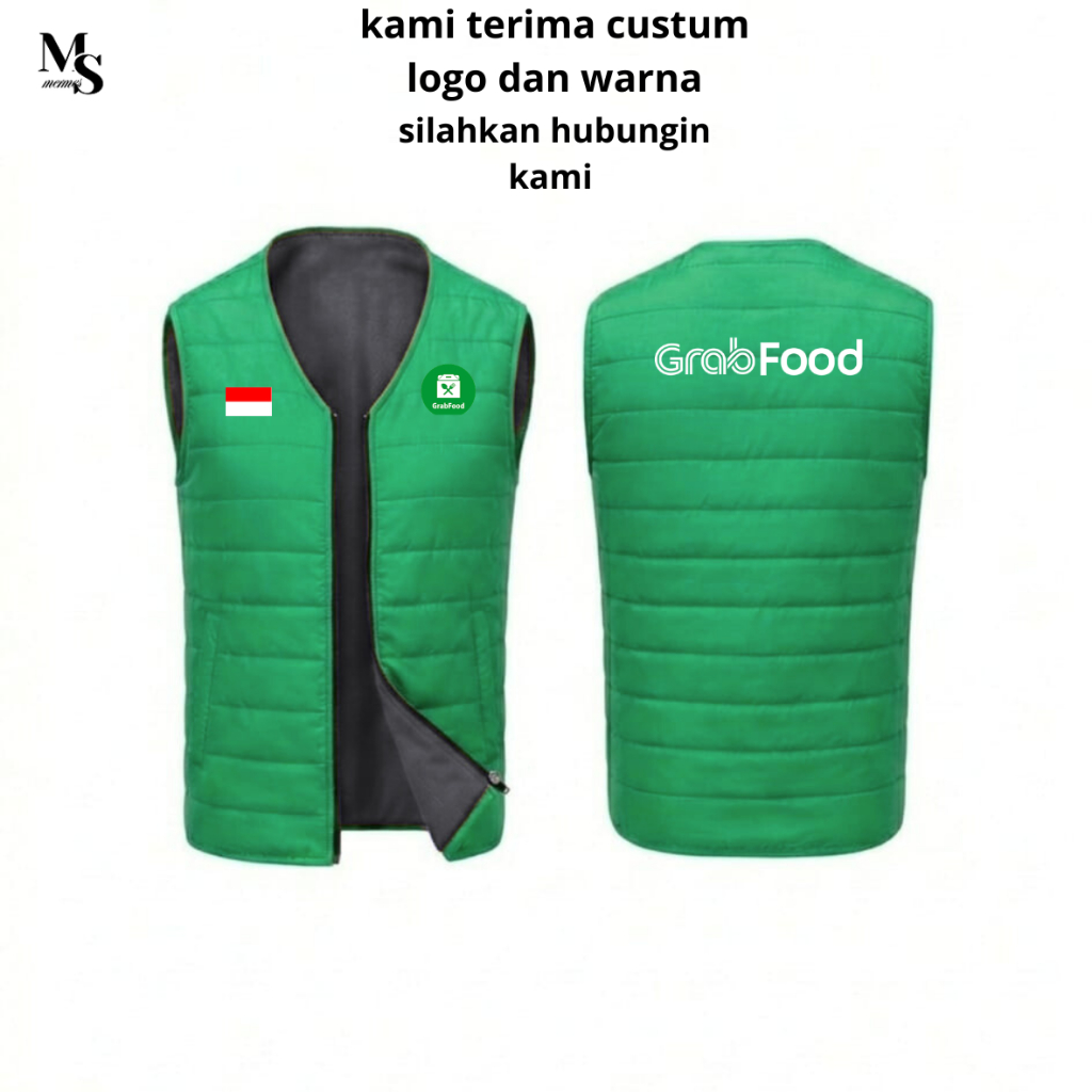 BISA CUSTOM - Jaket Rompi GrabFood Original Terbaru / Rompi Ojol GrabFoog / Rompi GrabFood Terbaru 2