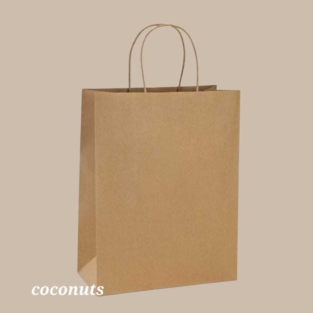 Paperbag KRAFT Polos / Kantong Kertas Coklat TALI 125 GSM 20 Pcs
