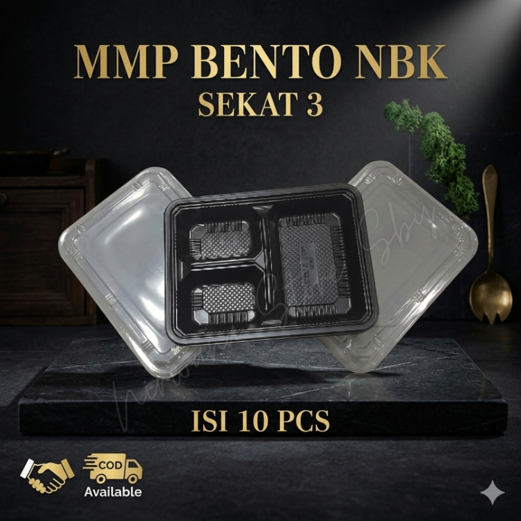 (10 Pcs) MMP Bento NBK Sekat 3 | Mika Bento 3 Sekat / Mika Nasi Bento
