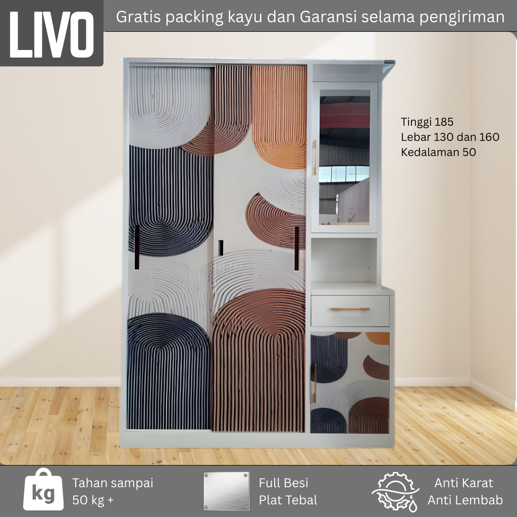 INF. Lemari Baju Besi Sliding - Lemari Baju 2 Pintu - Lemari Baju MEJA RIAS-LEMARI MEJA RIAS- LEMARI