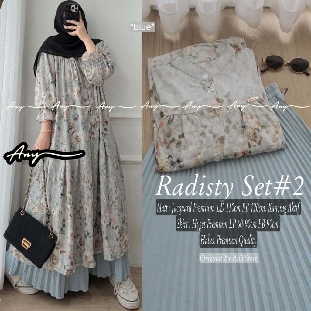 rieca one set wanita kekinian by A.N.Y midi dress susun midi dress katun jepang premium rok panjang 