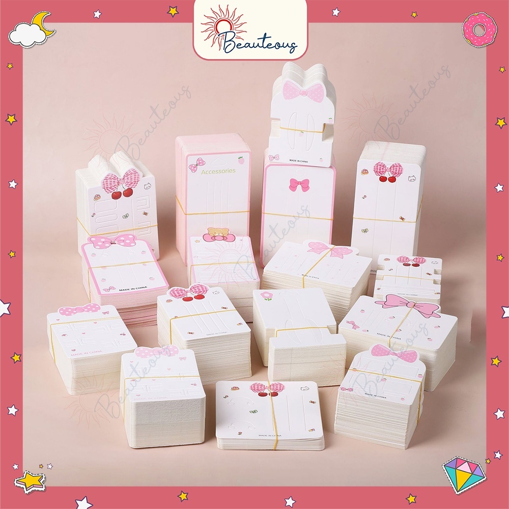 200 Kertas Alas Display Aksesoris Motif Pita Bunga Kertas Kemasan Aksesoris Estetik Alas Packaging J