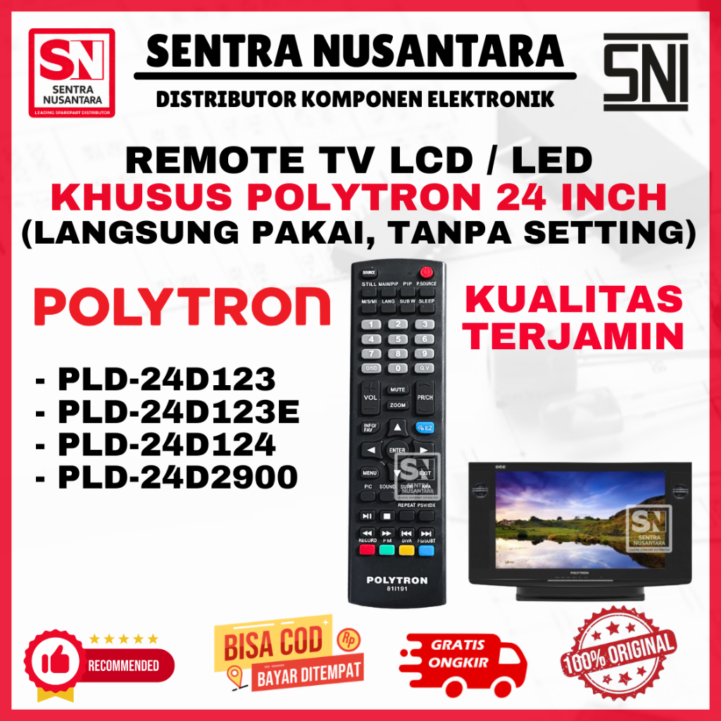 REMOTE TV POLYTRON 24 INCH PLD24D123 PLD24D123E PLD24D124 PLD24D2900 ORIGINAL | REMOT TV POLYTRON PL