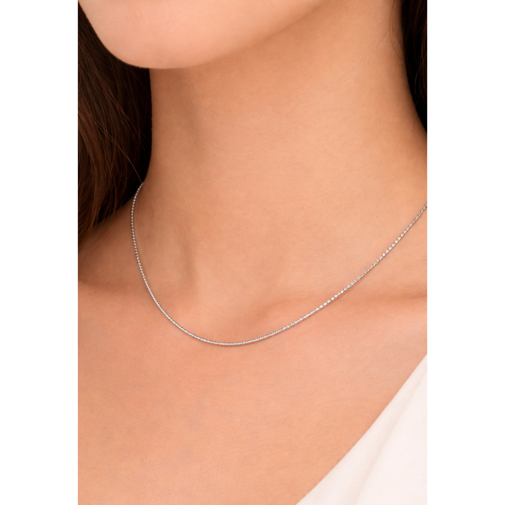 Kalung Santa Polos Koleksi Josean Emas Asli Putih Kadar 750