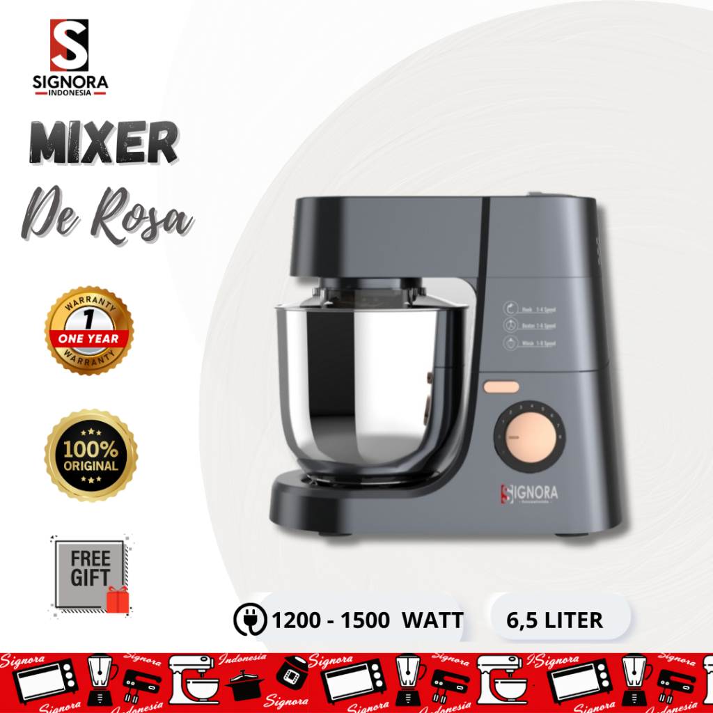 Mixer De Rosa Signora 6.5 Liter | Stand Mixer  1200–1500W | Stainless Bowl