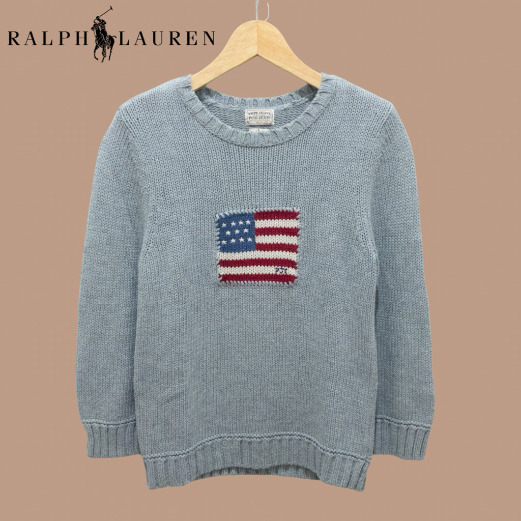 Polo Jeans Co Ralph Lauren Grey Flag Cotton Sweater