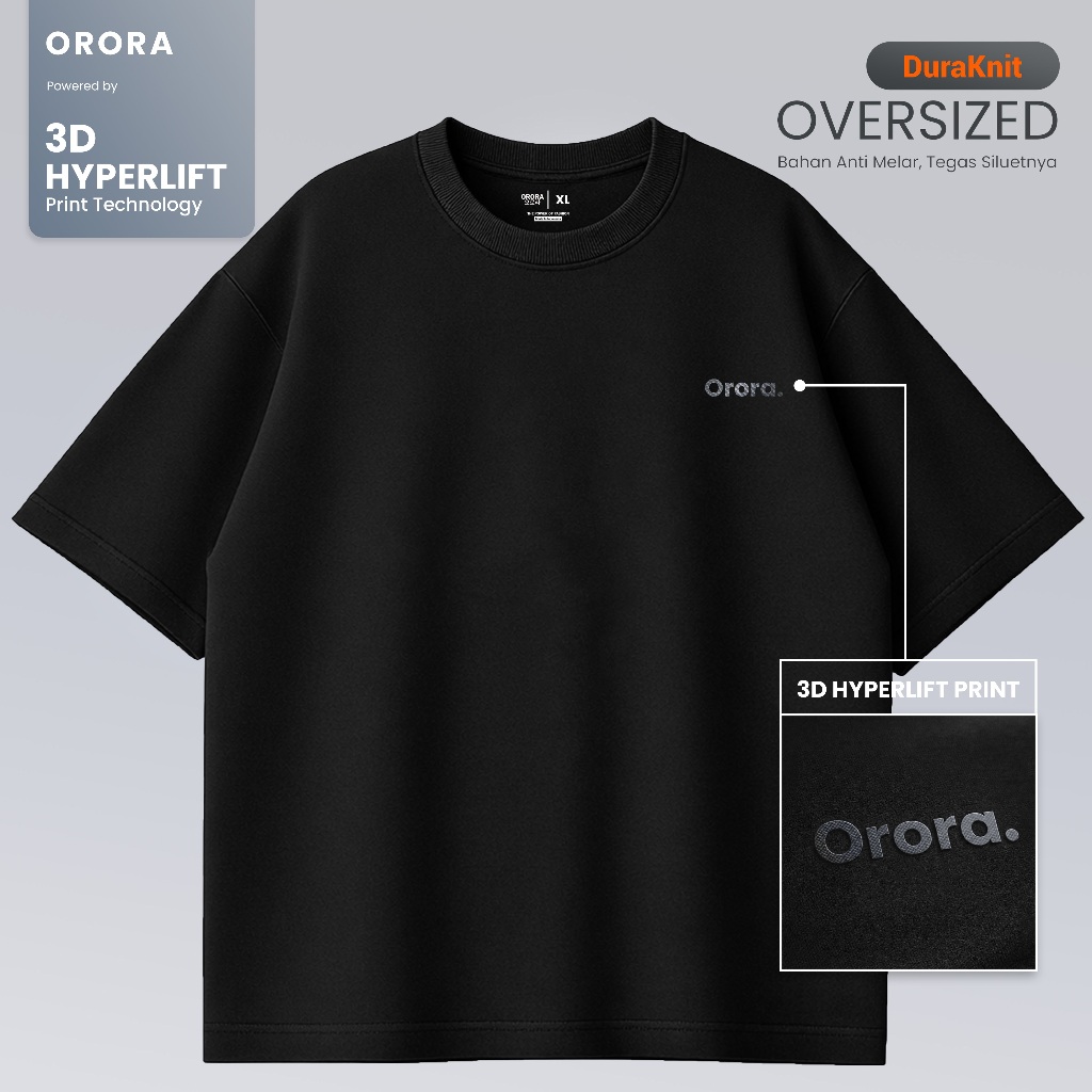 ORORA Kaos Oversized Sablon Timbul Hyperlift 3D Print Karbon | kaos oversize Duraknit NORB 7 3D