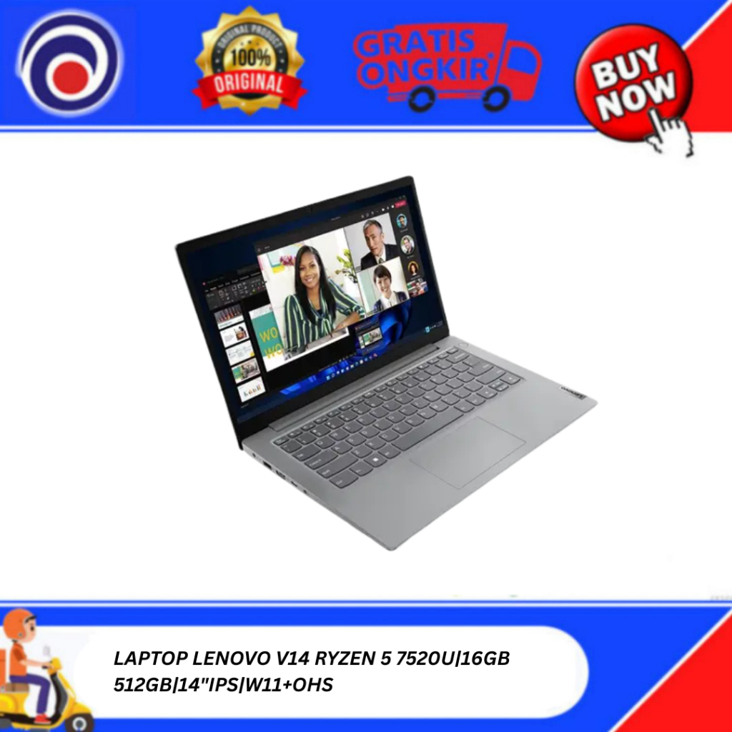 LAPTOP LENOVO V14 RYZEN 5 7520U|16GB 512GB|14"IPS|W11+OHS