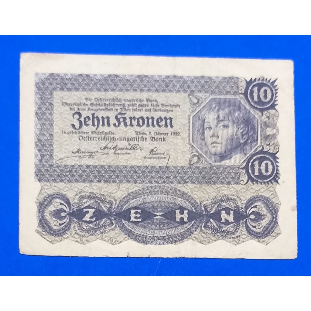 uang kertas austria 1O kronen 1922