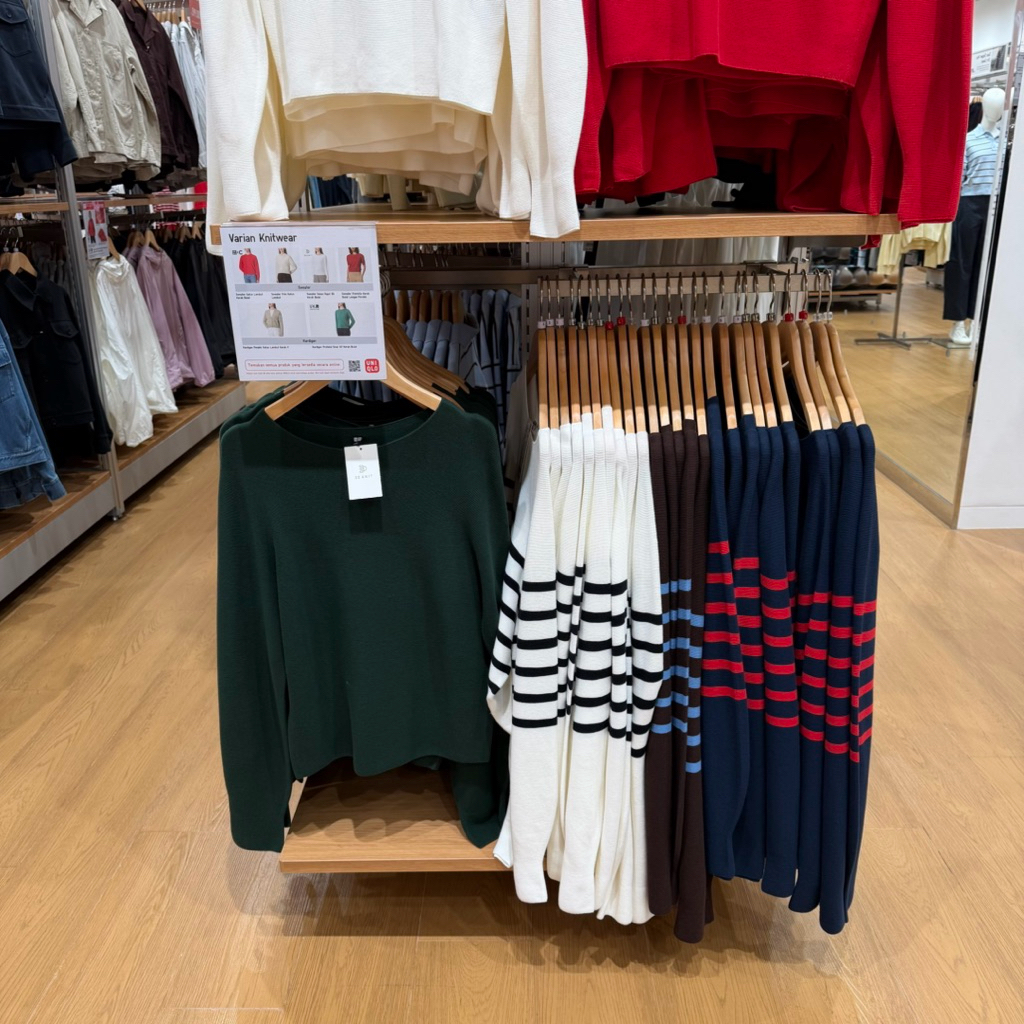 Sweater rajut 3D knit katun kerah bulat lengan panjang uniqlo sale