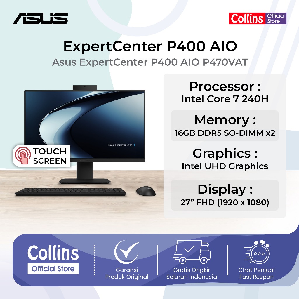 [TouchScreen] PC Asus ExpertCenter P400 AIO P470VAT/Intel Core 7-240H/16GB/1TB SSD/27 inch FHD/Windo