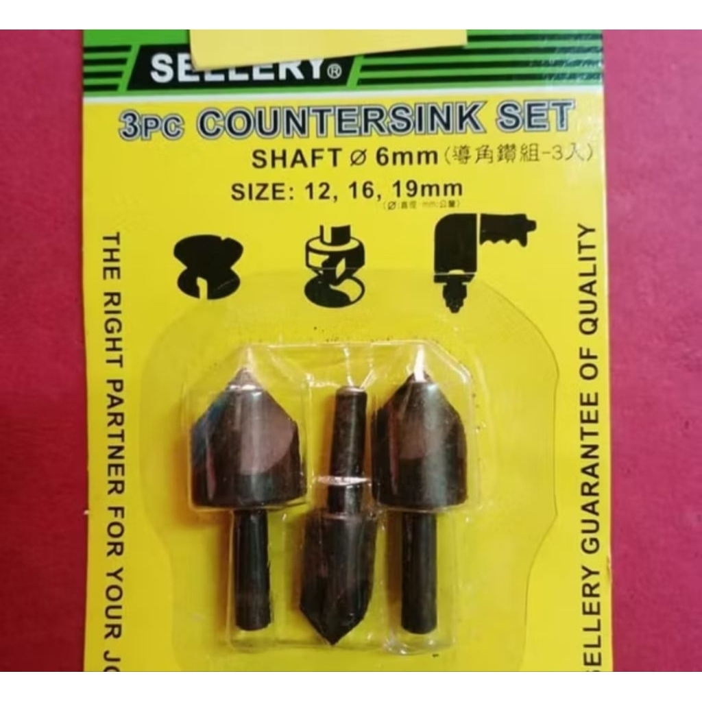 Mata Bor Pagoda Kerucut Bor Kayu Countersink Set 3pcs 6mm Sellery