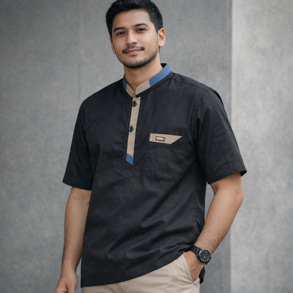 KOKO AL LUTHFI LENGAN PENDEK | Baju Koko Kurta Pria Dewasa Lengan Pendek Katun Premium