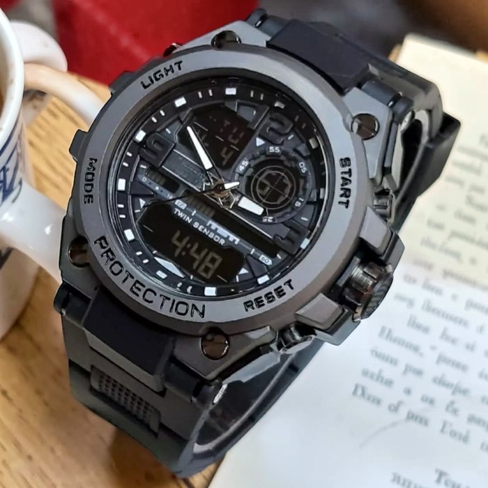 [BISA COD] Jam tangan pria Anti air rubber casi0 G-sh0ck G-8600 GST-8600 DUAL-TIME METAL water S1145