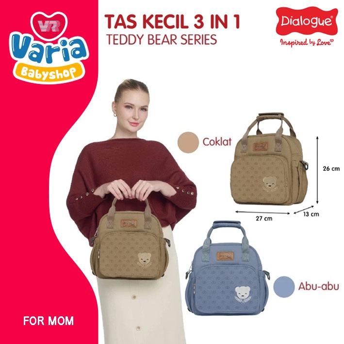 Dialogue Baby Tas Kecil Teddy Bear Series 3in1 / Tas Diaper / Tas Bayi | DIALOGUE BABY