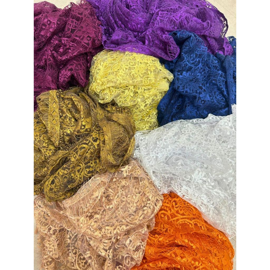 Kain Kebaya Brokat Lace Glossy Premium Motif Timbul 3D