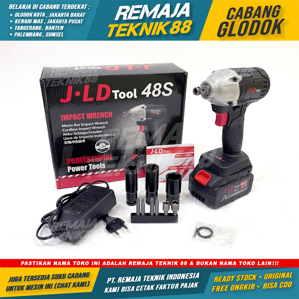 JLD 48S CORDLESS IMPACT WRENCH JLD 48 S / BOR BUKA BAUT KUNCI 88 VOLT