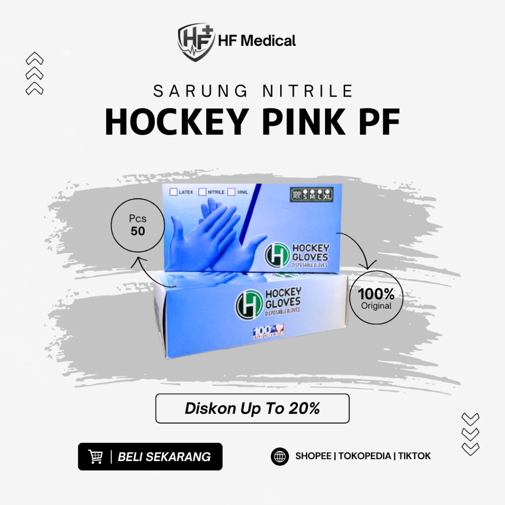Hockey Nitrile Gloves Pink Powder Free 50 Pcs – Disosable Gloves